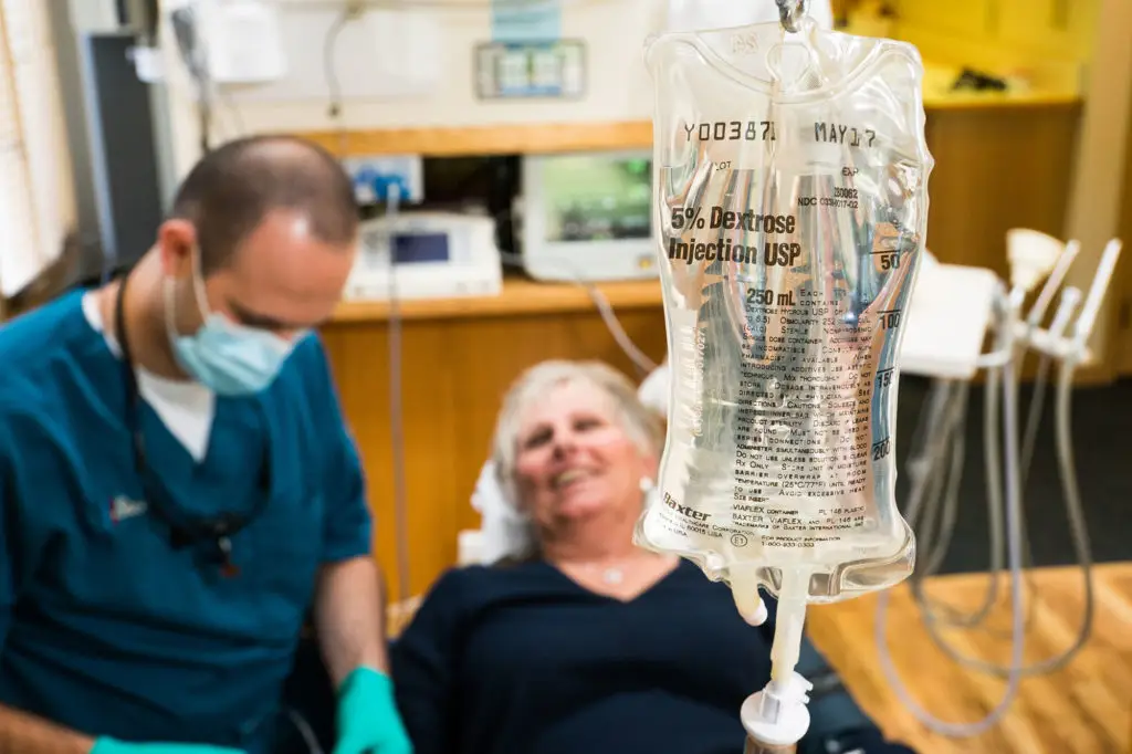 Sedation Dentistry in North Royalton Image shows IV sedation bag at our dentist office in North Royalton, OH